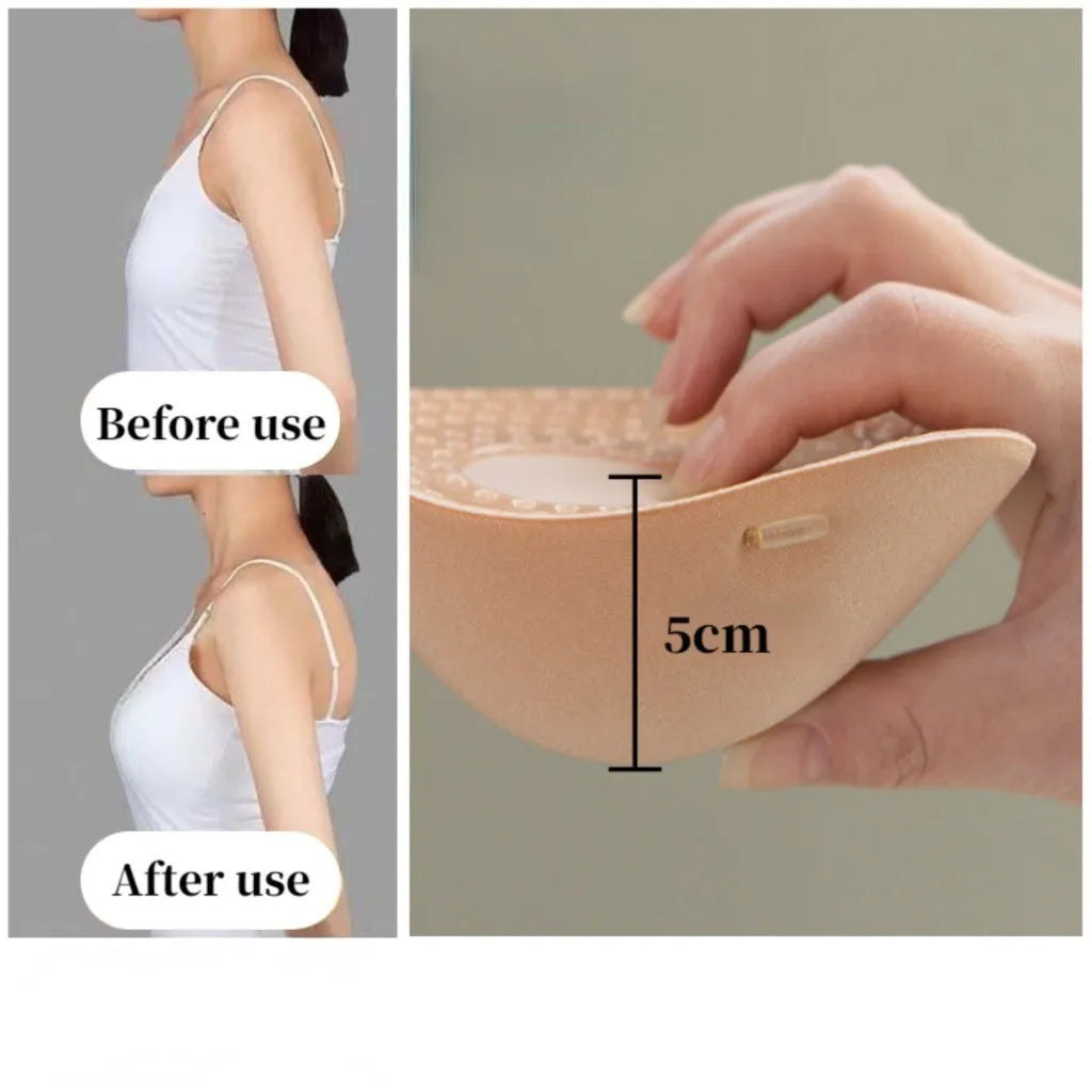 5cm Thick Adhesive Push-Up Bra - Reusable Invisible Silicone Bra with Front Closure & Nipple Tape