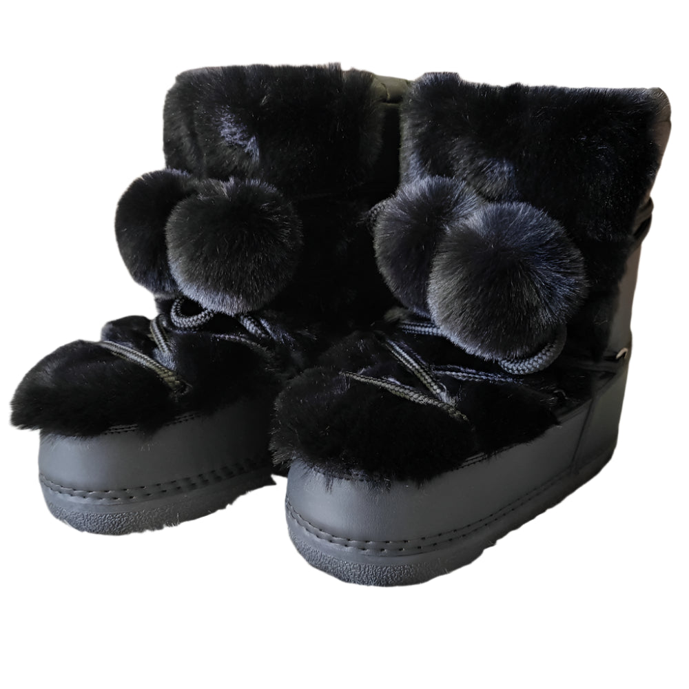 2024 Women's Fluffy Fur Snow Boots – Waterproof Lace-Up Ankle Ski Boots with Platform