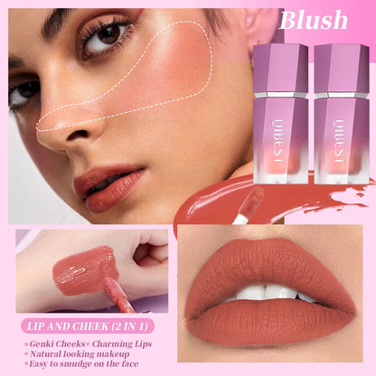 Liquid Blush Stick with Cushion: Natural Liquid Contouring for Face, Blusher Pigment, Long-lasting Cheek Tint, Cream Blush Makeup