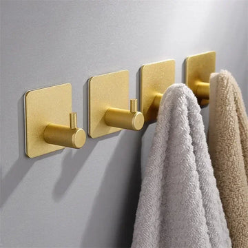 Self-Adhesive Bathroom Wall Door Hook: Key Rack, Kitchen Towel Hanger, Aluminum Towel Coat Robe Hook