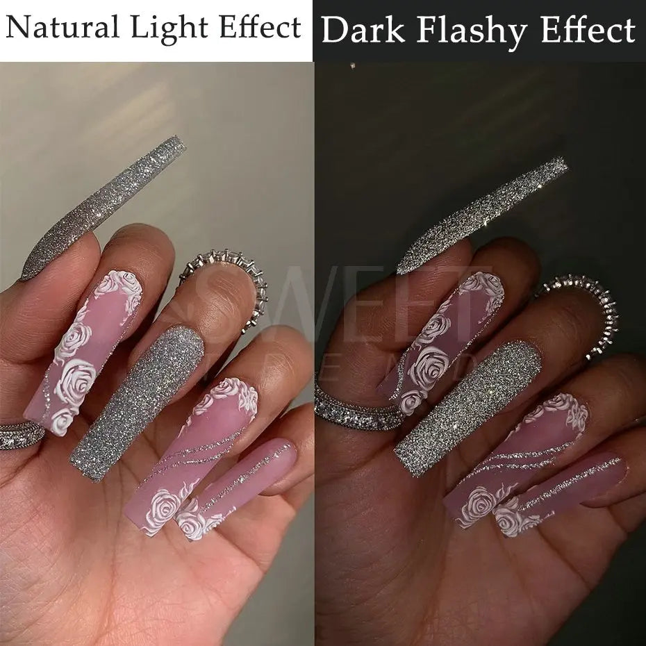 12 Colors Reflective Glitter Nail Powder: Shiny Dark Flashy Effect Crystal Diamond Chrome Pigment Dust for Manicure Decoration