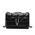 Classic Quilted Square Bag with Solid Color Flap Shoulder and Chain Detail