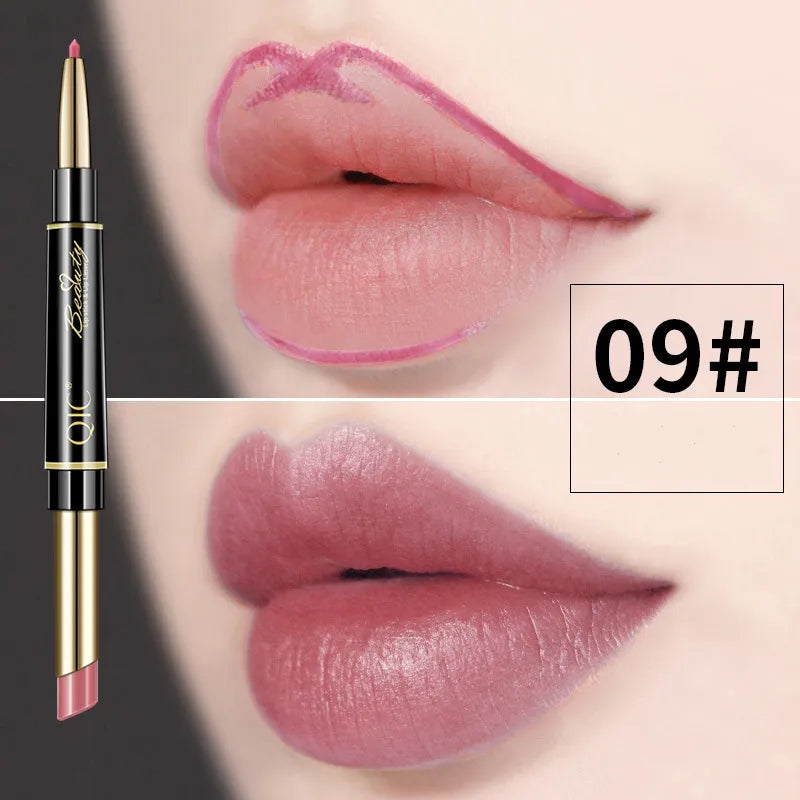 2-in-1 Lip Liner - Waterproof Matte Lipstick Pencil in Sexy Red, Long-Lasting Lipliner. Makeup Cosmetics