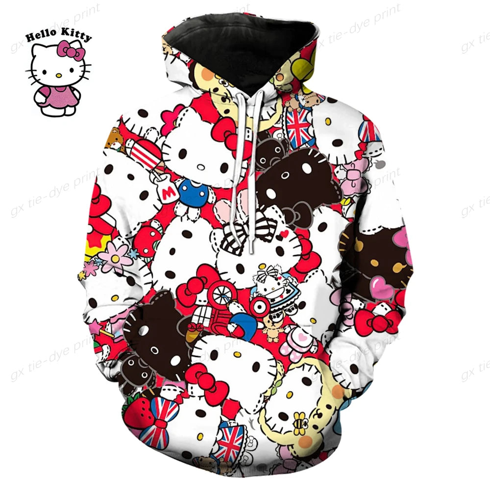 Hello Kitty 3D Printed Pullover Hoodie for Men & Women - Fashion Sweatshirt for Streetwear