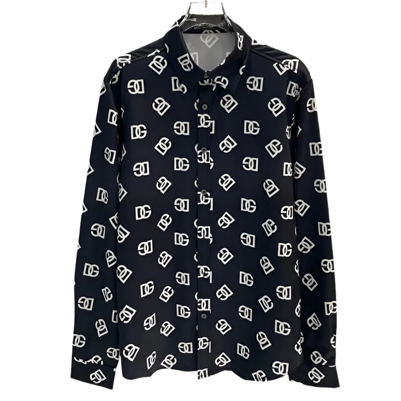 Men's Long Sleeve Printed Shirt with Lapel Buttons – Soft, Comfortable & Breathable Fabric