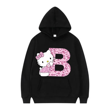 Women's Black Hello Kitty Hoodie - Long Sleeve Cartoon Sanrio Kawaii Gift for Birthday