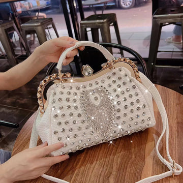 Premium Textured Lady's Handbag with Large Capacity, Diamond-Encrusted Woman's Tote, Commuter Handbag, Crossbody Handbag