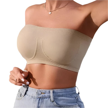 Seamless Strapless Tube Bra for Women | Sexy Cotton Crop Top Bralette | Comfortable M-3XL Underwear