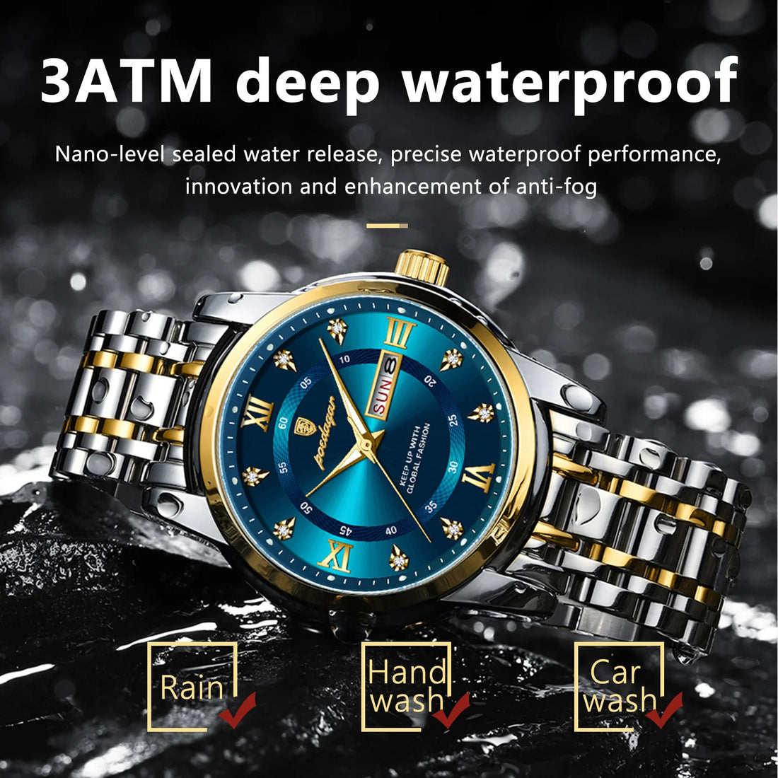 Luxury Watch for Men - Elegant Date and Week Display, Waterproof, Luminous, Quartz, Stainless Steel, Sports Men's Watch