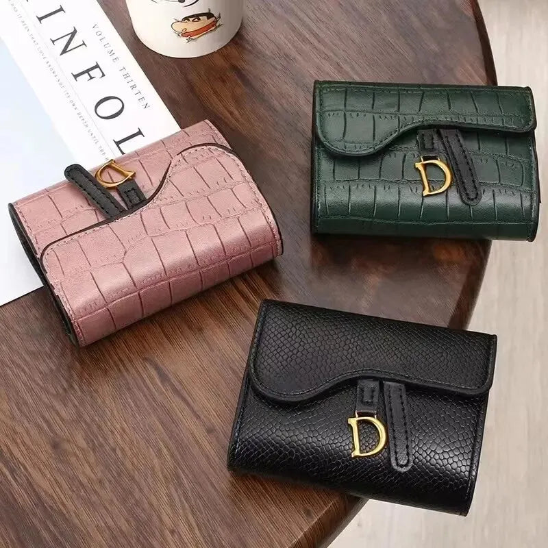 Women's Luxury Mini PU Wallet - Short, Multi-Card Holder, Letter Design, Small Multifunctional Clutch Bag