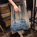 Large Capacity Handheld New Fashion Commuter Denim Inlaid Diamond Versatile One Shoulder Crossbody Women's Bag