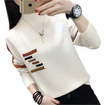 Women’s Turtleneck Sweater – Autumn & Winter Warm Knitwear, Casual Solid Brown Knit Pullover, Korean Fashion Bottoming Shirt