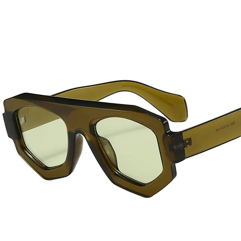 Fashion Irregular Square Sunglasses for Women & Men – Retro Green UV400 Shades