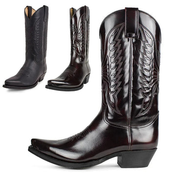 Men's Western Cowboy Boots - Embroidered Leather, Lightweight & Comfortable, Plus Size 35-48