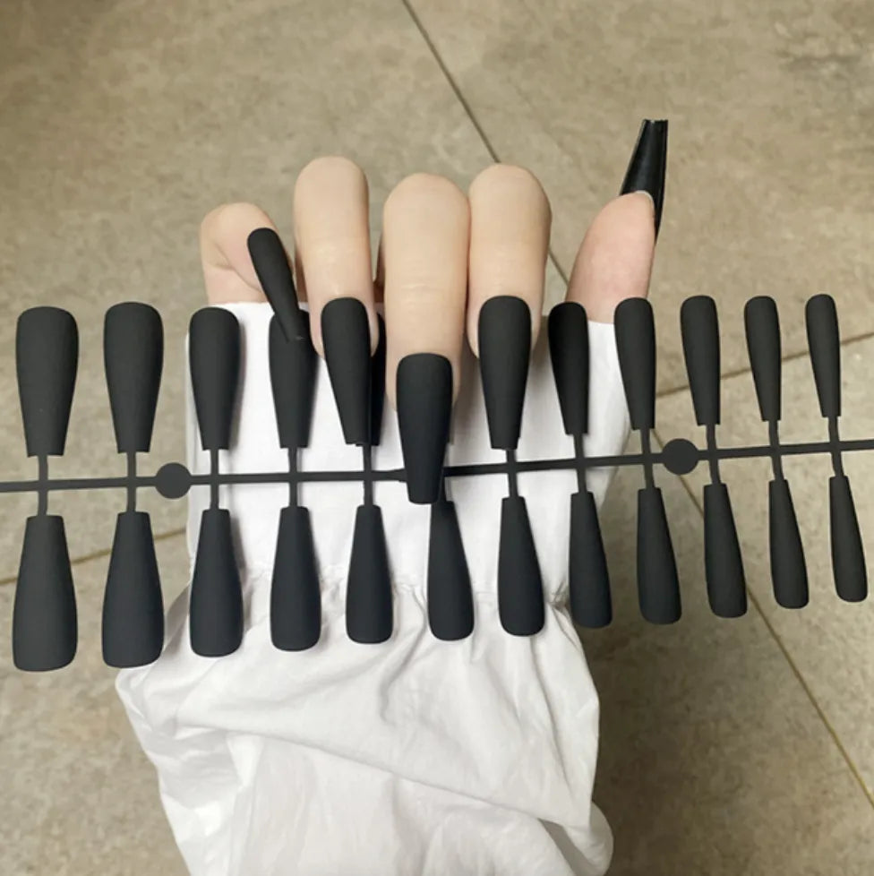 24 Tips/Set Matte Super Long Coffin False Nails - Artificial Fingernails for Nail Beauty, Finger Manicure.