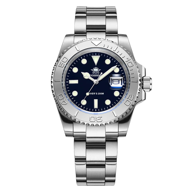 Luxury Men’s Quartz Diving Watch – Stainless Steel, Luminous Dial, 20 Bar Waterproof Analog Wristwatch
