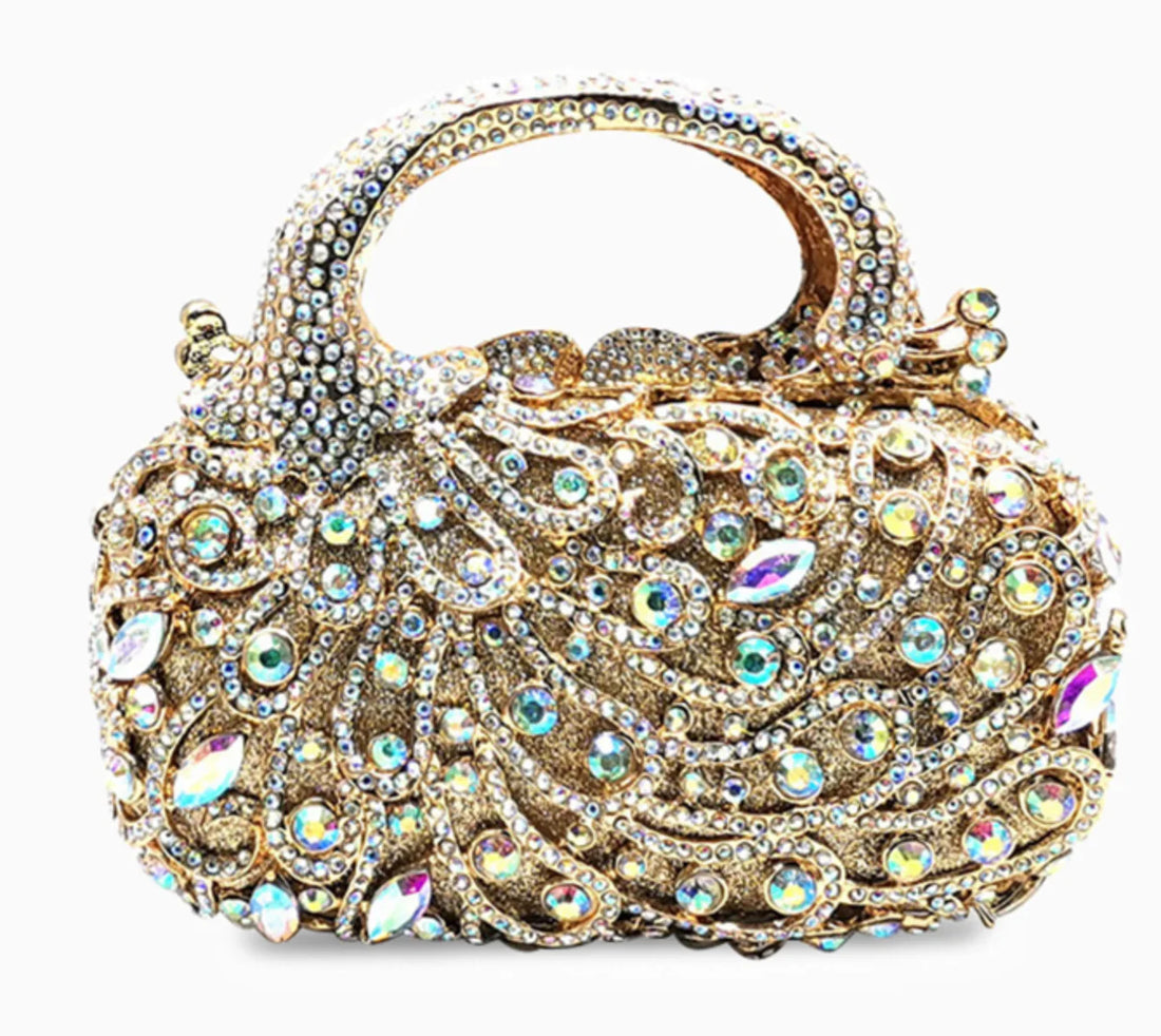 The Latest Phoenix Style Luxury Diamond-Embedded Dinner Bag: Wedding Party Diamond Bag, Luxury Handbag, Evening Diamond Clutch