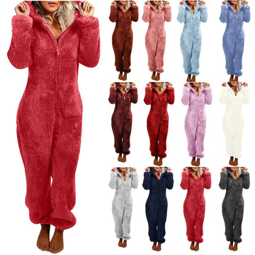 2025 Women's Plus Size Fleece Onesies Pajamas - Winter Warm Hooded Sleepwear S-5XL