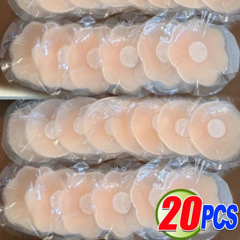 10-20pcs Reusable Silicone Nipple Covers - Invisible Breast Petals, Adhesive Pasties & Bra Padding Stickers for Women