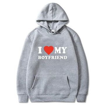 I Love My Boyfriend Hoodie – Couple's Matching Sweatshirt, Casual Pullover Top for Men and Women, Spring/Autumn Tracksuit Style