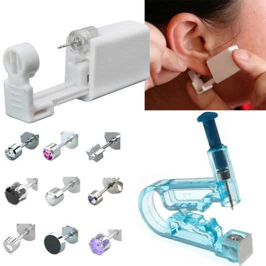 1/2/4 Pcs Disposable Sterile Ear Piercing Unit: Cartilage Tragus Helix Piercing Gun, No Pain Piercer Tool Machine Kit with Stud Jewelry