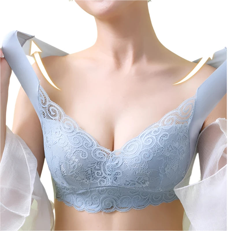 Women's Lace V-Neck Underwire Bra - Breathable Full-Coverage Camisole, Soft & Comfortable Everyday Underwear