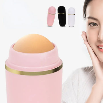 Face Oil Absorbing Roller: Skin Care Tool with Volcanic Stone Oil Absorber, Washable Facial Oil-Removing Care Skin Makeup Tool