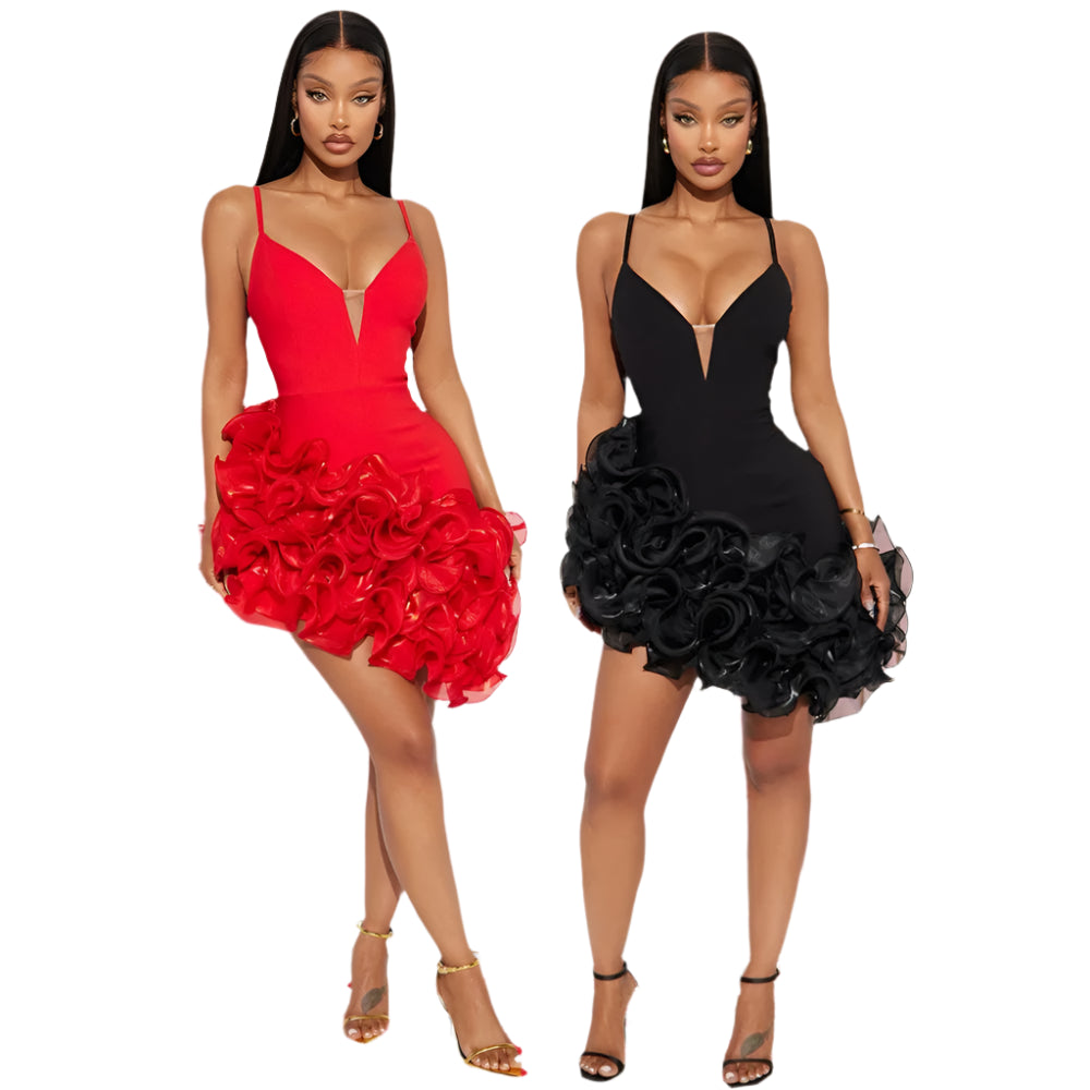 Elegant Ruffle Pleated Bodycon Mini Dress – Luxury Winter/Fall Party & Evening Dress for Women 2025