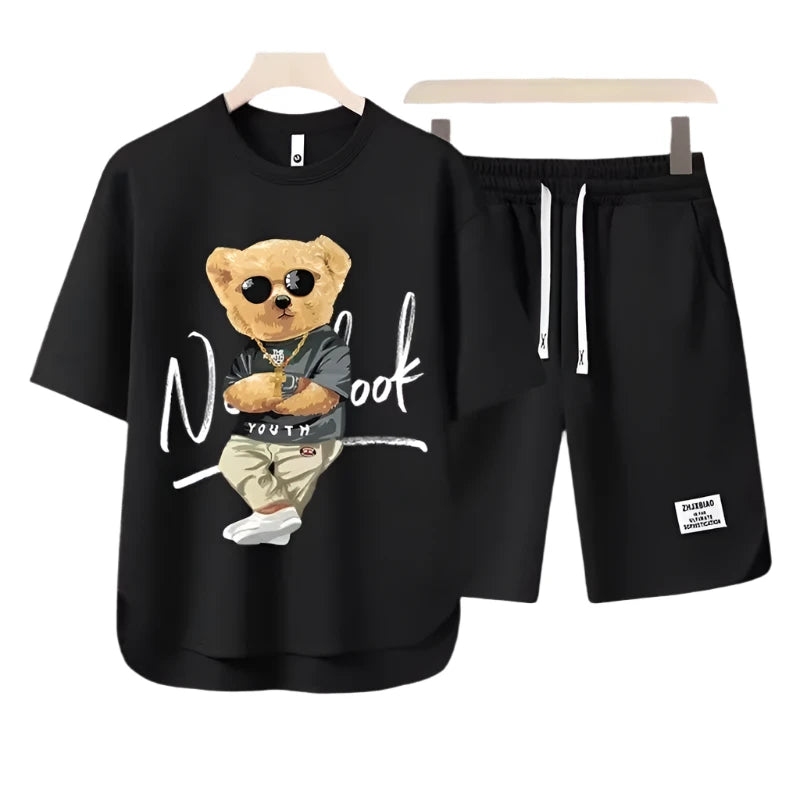 Men’s Summer Tracksuit Set – Japan Fashion Harajuku Style, Casual Short Sleeve T-Shirt & Shorts 2-Piece Outfit