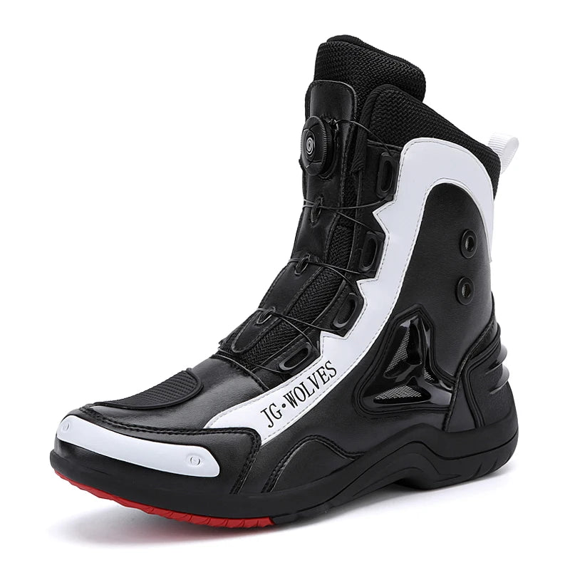 Men's Waterproof Motorcycle Boots - Quick Lacing, Microfiber Leather, Sizes 46-47, Professional Riding Footwear