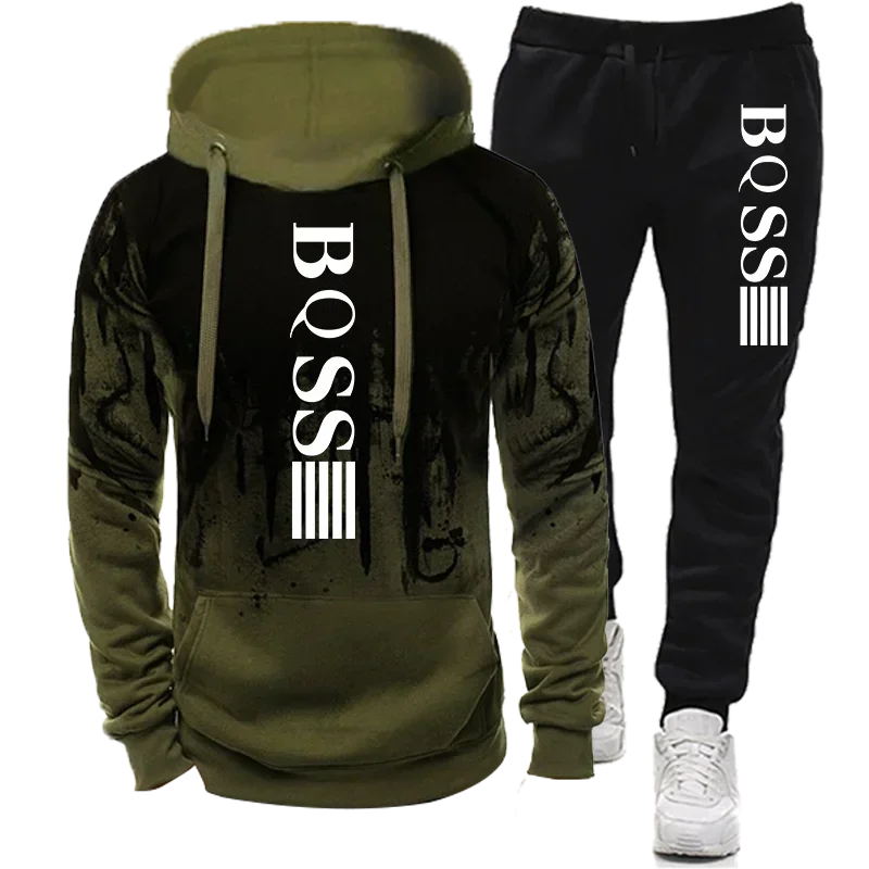 Men’s Splash Ink Hoodie & Sweatpants Set – Casual Tracksuit for Sports & Streetwear