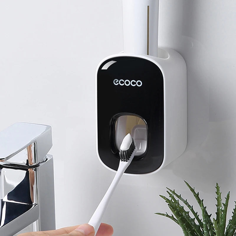 Automatic Toothpaste Dispenser Squeezers: Toothpaste, Tooth Dust-proof Toothbrush Holder, Wall Mount Stand.