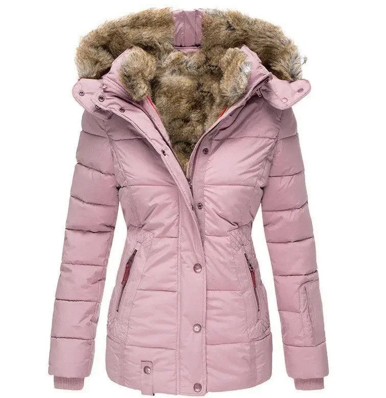 Women's Hooded Long Sleeve Zipper Coat – Autumn Winter Casual Solid Color Fashion Parka