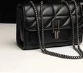 Classic Quilted Square Bag with Solid Color Flap Shoulder and Chain Detail