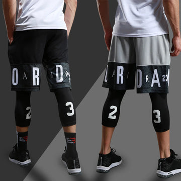 Men's Running Compression Sportswear Set - Gym Leggings & Football Shorts | Outdoor Fitness Tight Pants for Jogging and Basketball