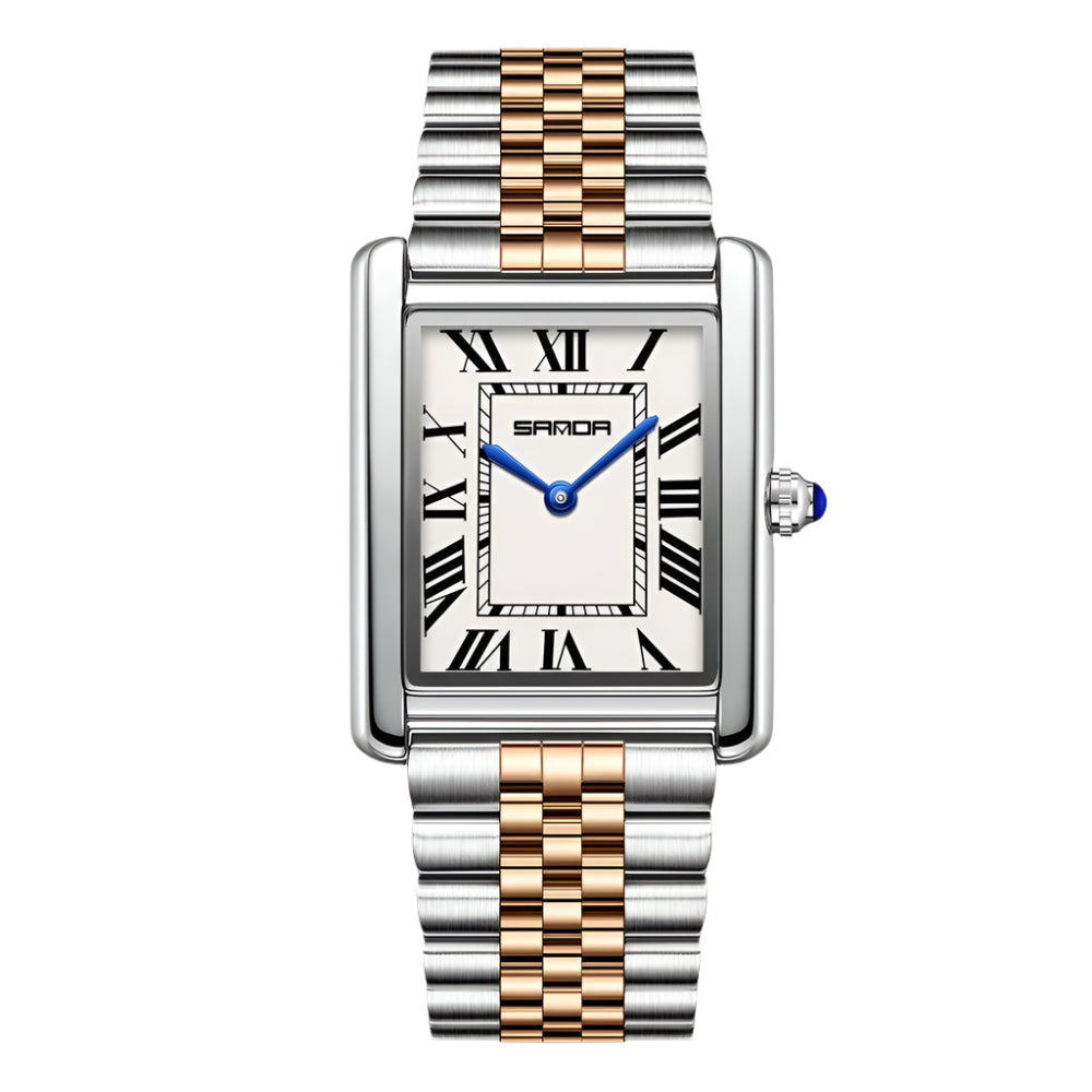 SANDA 9031 Women's Quartz Watch – Waterproof Fashion Watch with Roman Numerals & Inlaid Diamonds