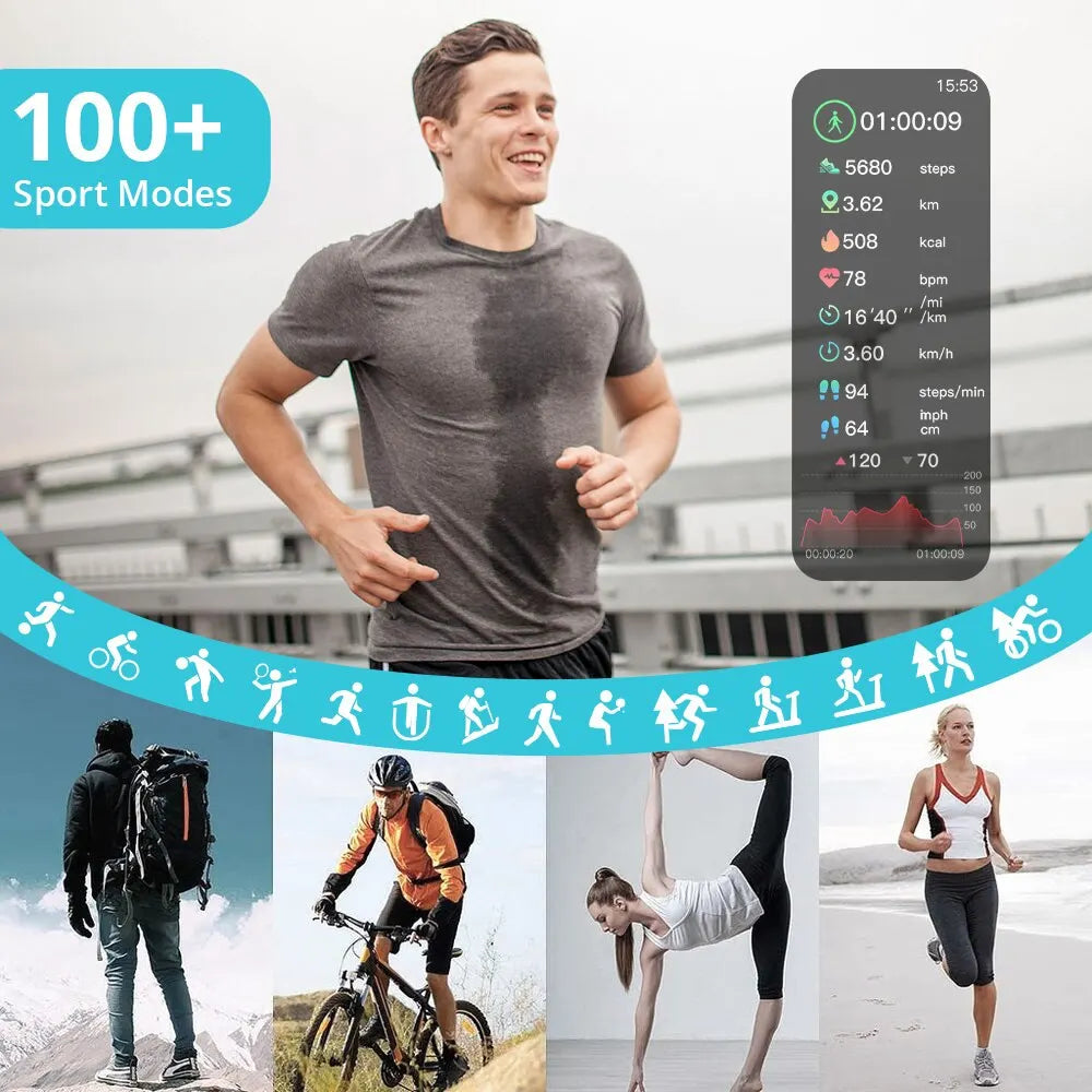 Outdoor Military Smart Watch for Men - Bluetooth Call Smartwatch for Xiaomi, Android, and iOS, IP68 Waterproof Fitness Watch