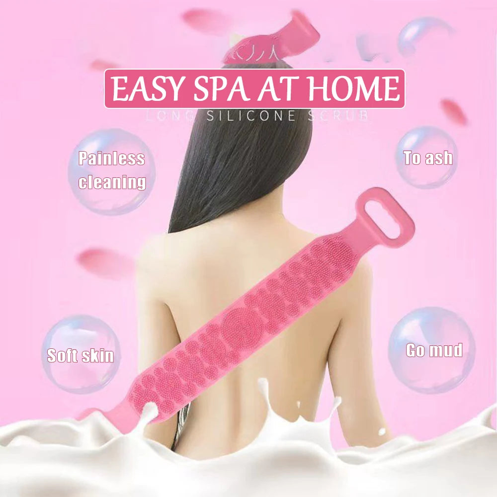 Body Silicone Brush: Scrub, Exfoliating Sponge Brush, Bathroom Shower Back Brush, Bath Scrub Clean Tool, Stain Removal Bath Belt.