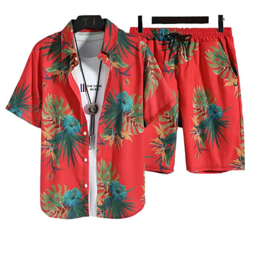 Men's 2-Piece Quick-Dry Hawaiian Shirt & Shorts Set – Summer Beachwear Casual Fashion