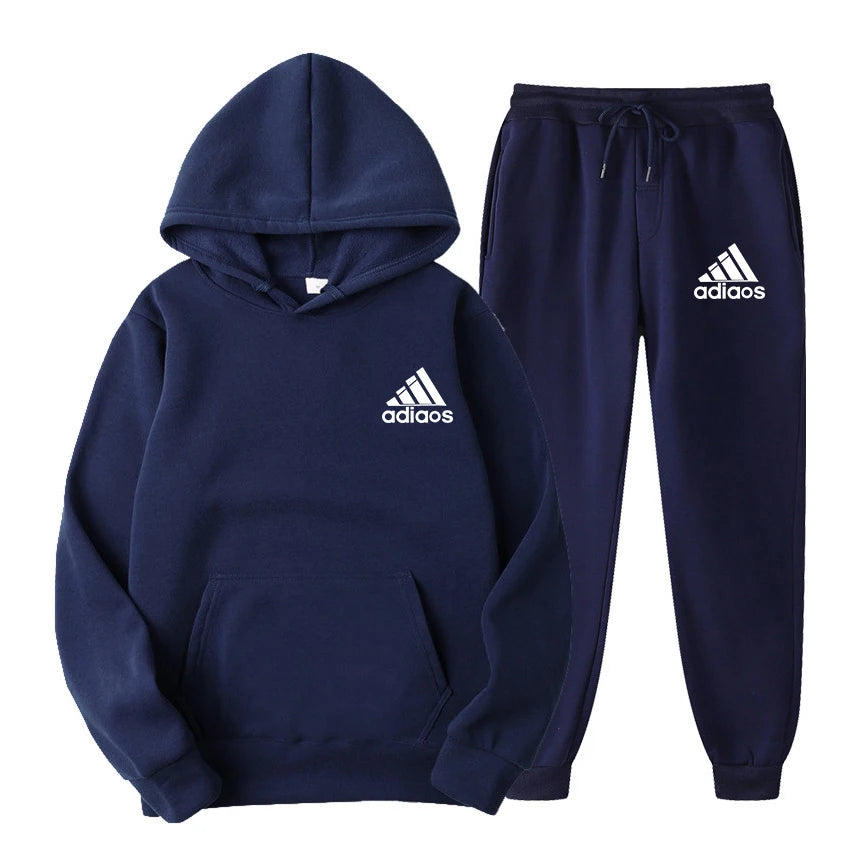 Men's Fleece Hooded Tracksuit for Autumn and Winter - Casual Jogger Set with Sweatshirt and Pants, Stylish Activewear