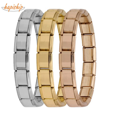 New Women's Jewelry: 9mm Width Italian Elastic Charm Bracelet, Fashion Stainless Steel Bangle, ST-