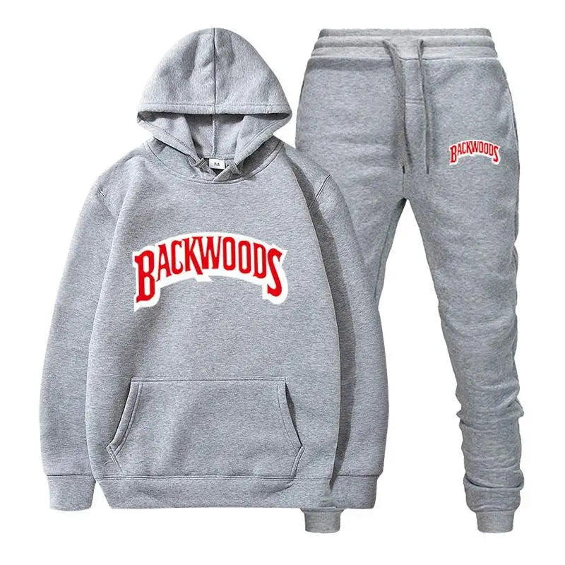 Men's Fleece Hoodie and Pants Set - Thick, Warm Tracksuit for Sportswear | Backwoods Fashion Brand