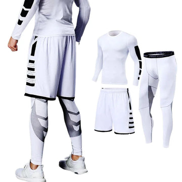 Men's Compression Running Tracksuit - Fitness Sportswear Set with Leggings & Tight Sweatpants | Gym Training Rash Guard