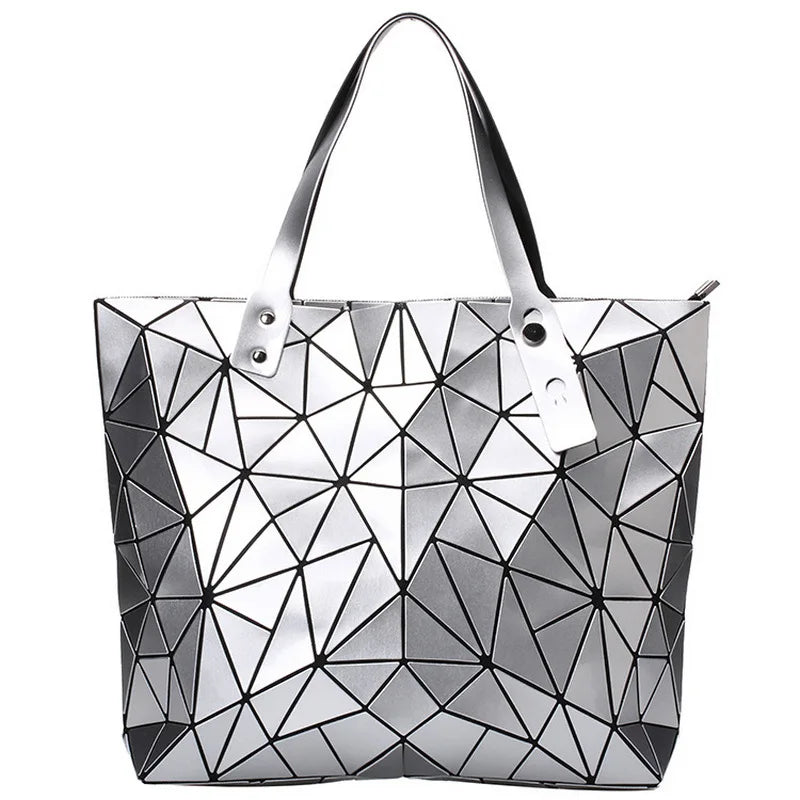 New Gold Handbags for Women: Summer Large Tote Bag, Ladies Geometric Messenger Shoulder Bag, Beach Luxury Designer in Silver.