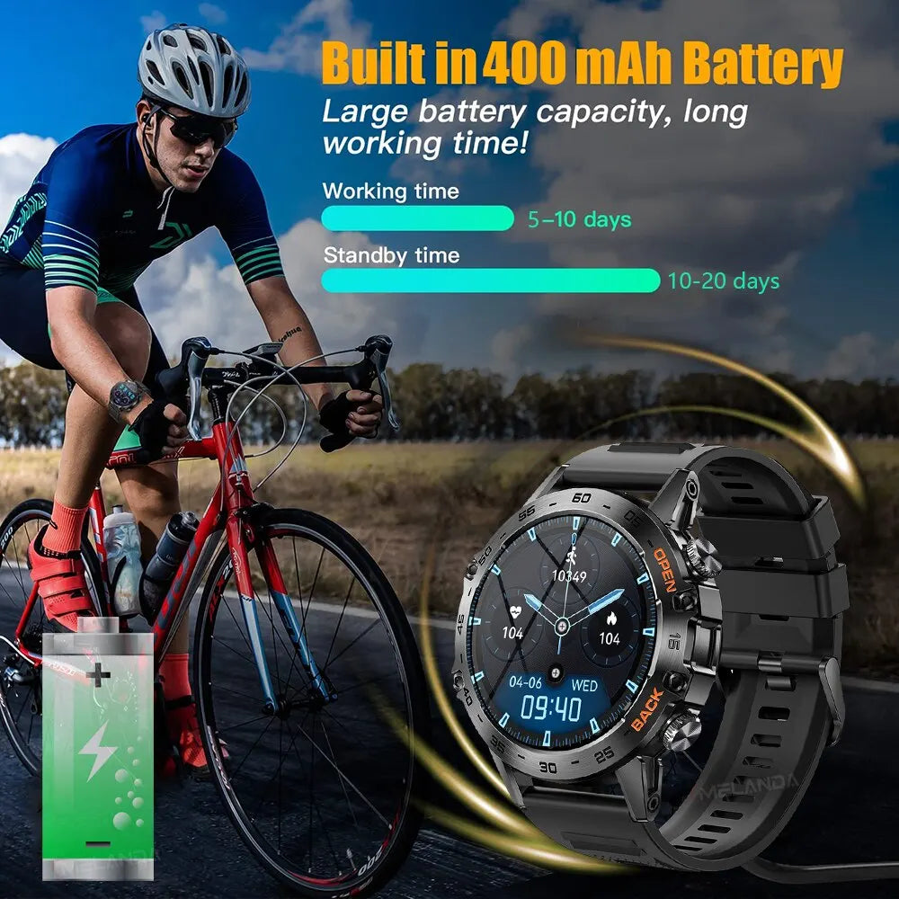 MELANDA Steel 1.39" Bluetooth Call Smart Watch - Men's Sports Fitness Tracker, IP67 Waterproof Smartwatch for Android and iOS (MD52)