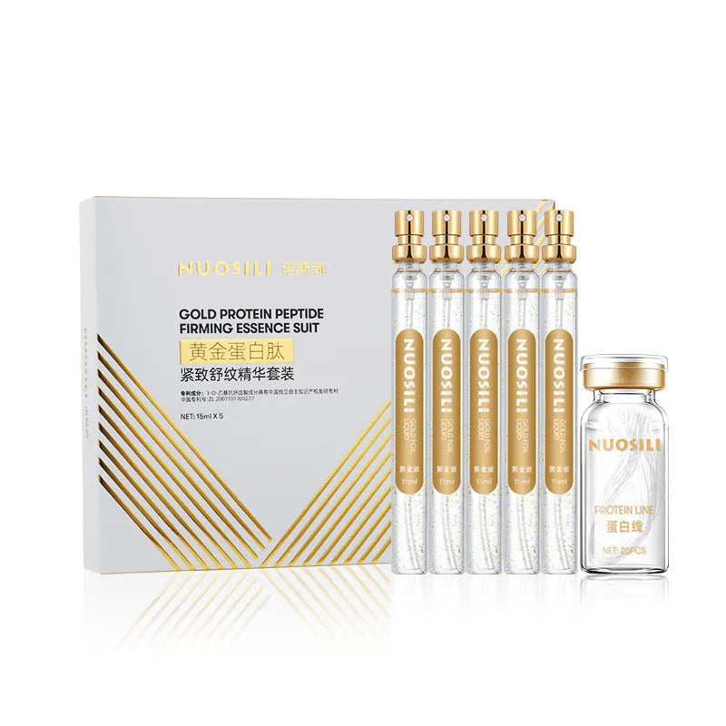 24K Gold Facial Essence - Absorbable Active Collagen Silk Thread Set for Anti-Wrinkle, Anti-Aging, Whitening, Moisturizing, and Facial Shaping.