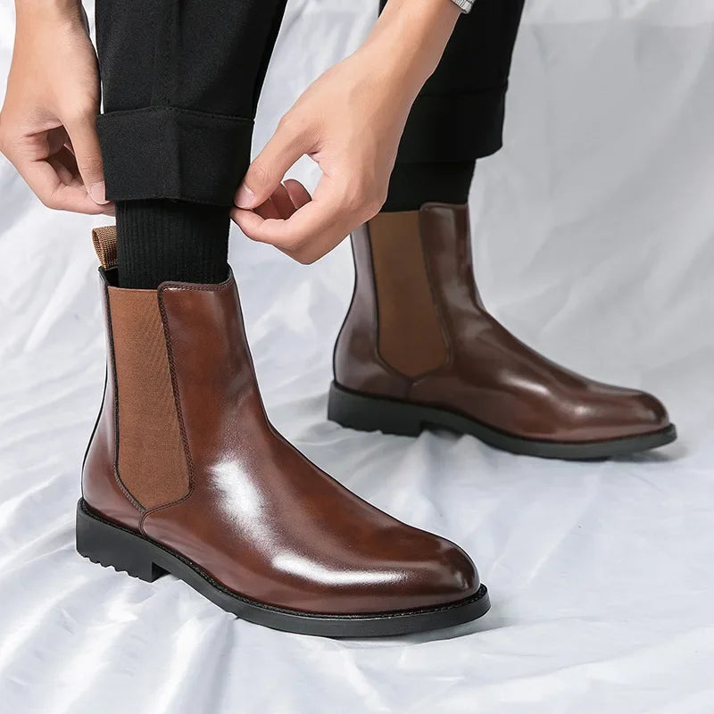 Men's Retro Leather Chelsea Boots - British Style Ankle Boots 2024