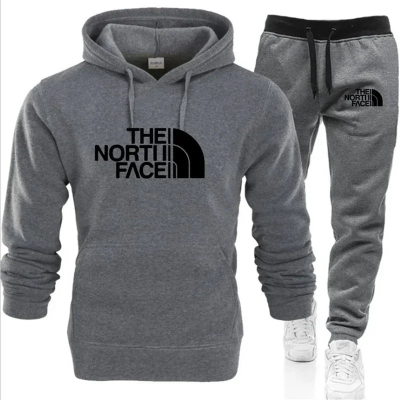 Unisex Printed Tracksuit Set – Hooded Sportswear for Fall, Autumn & Winter