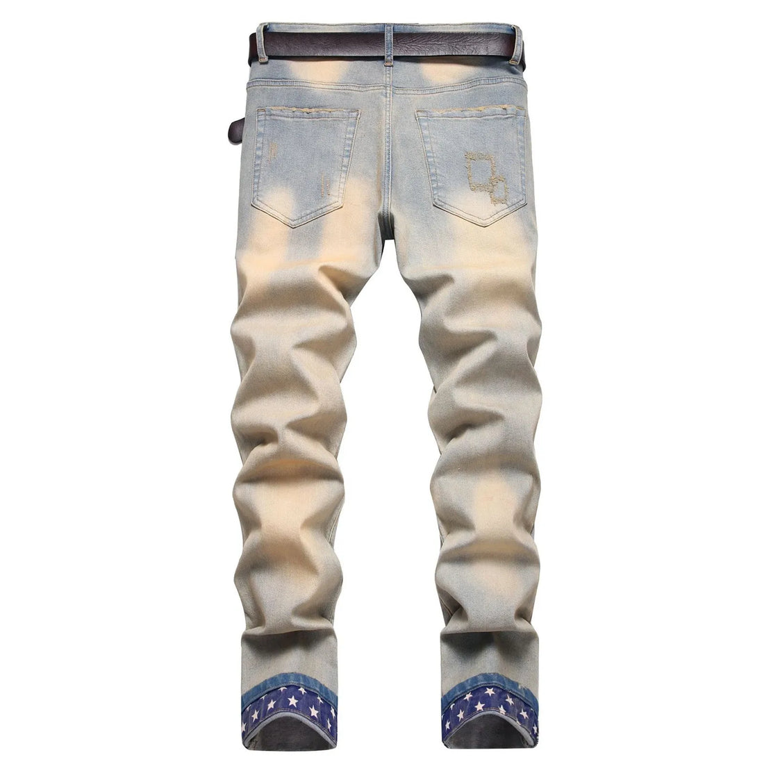 Men's Vintage Ripped Stretch Jeans – Embroidered Streetwear Flanged Casual Pants