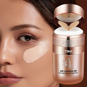 BB Cream with Butterfly Powder Puff: Moisturizing Foundation, Concealer, Whitening, Oil-control, Waterproof Makeup Cosmetics.